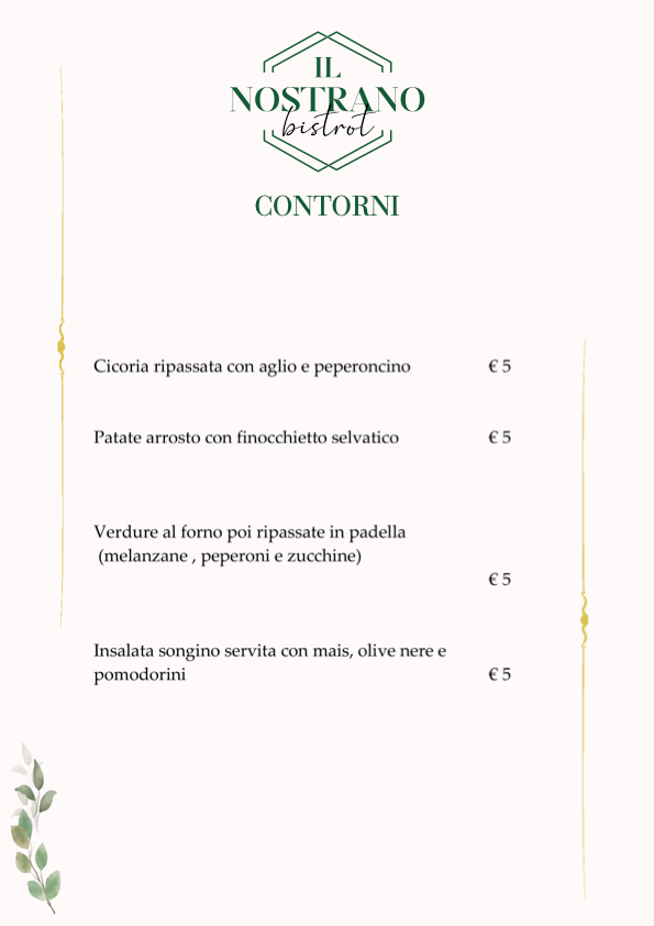 Contorni del Nostrano Bistrot: cicoria ripassata, patate al finocchietto selvatico e verdure al forno a Viterbo.